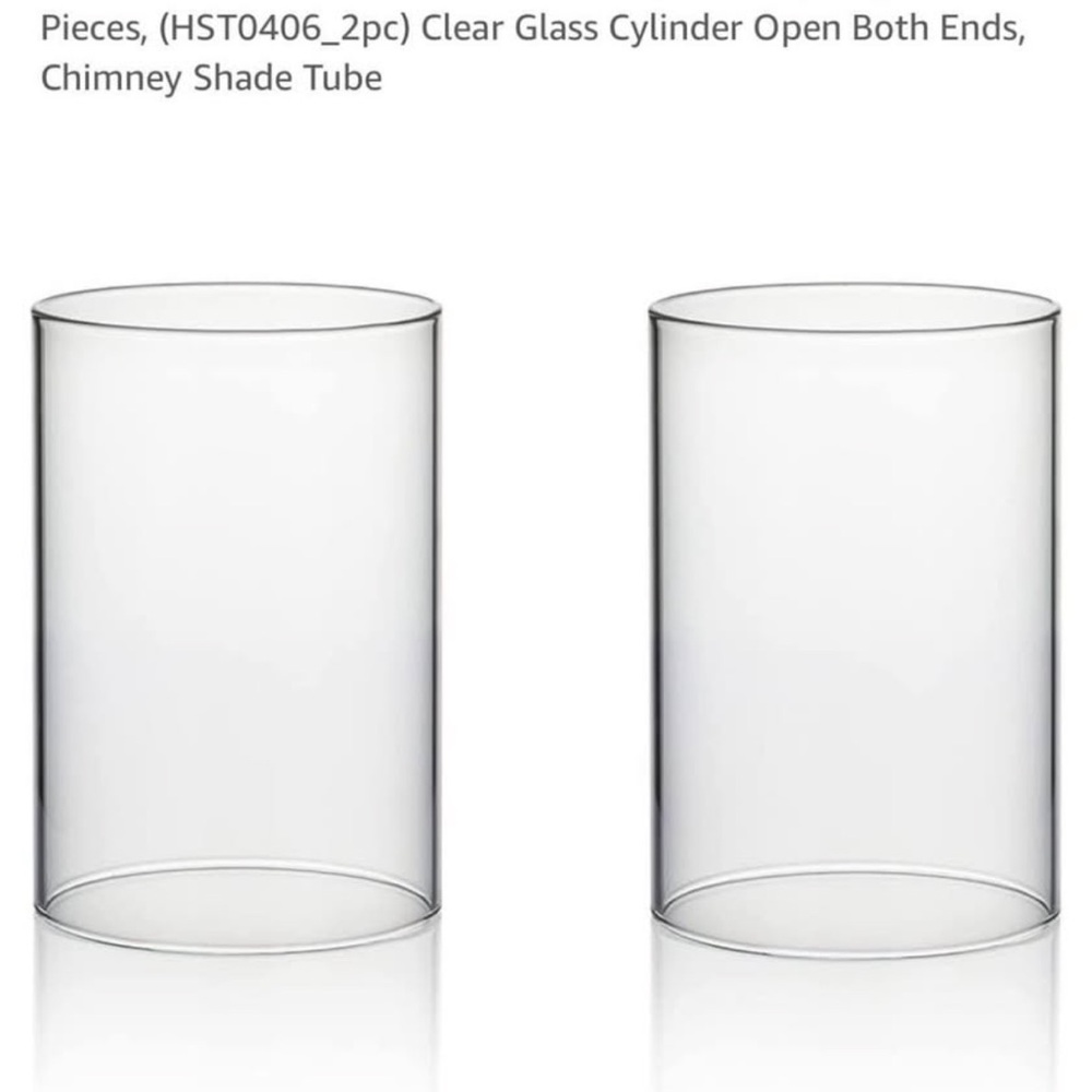 Clear Glass Cylinder Chimney Shade Tubes 4” wide 6” tall